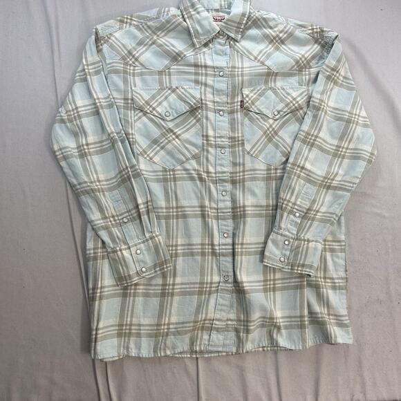 Levi's Women's Size Pearl Snap Button Long Sleeve Shirt Plaid Western Sz Small - Picture 1 of 8